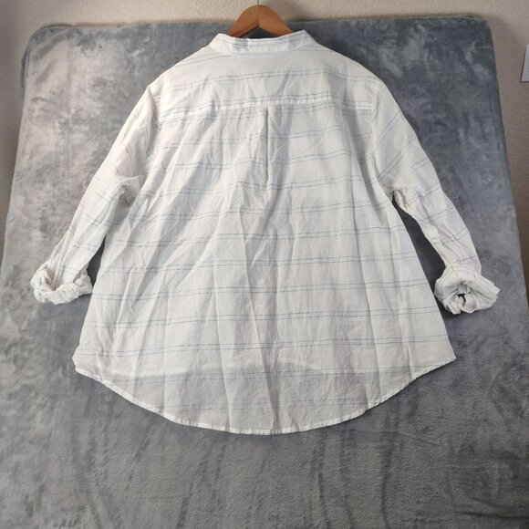 Cato Womens Plus Size Button Up Shirt 22/24W White Striped Cotton Casual Top - Picture 3 of 10